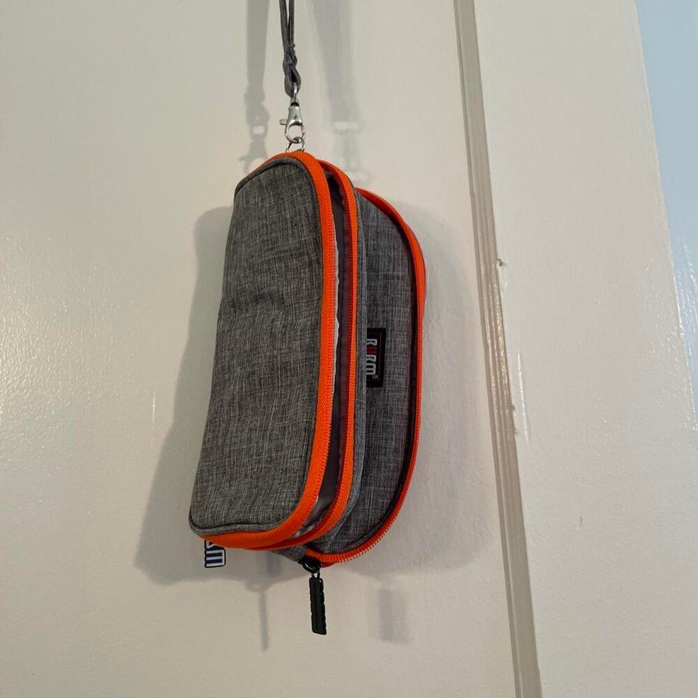 Gray and orange pencil case